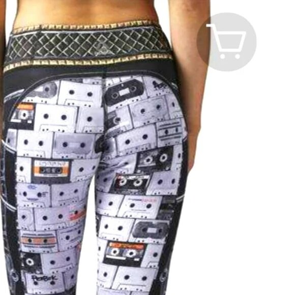 Reebok Speedwick Size S Cassette Tape Pattern Leggings, Gently Used Condition - Picture 14 of 15
